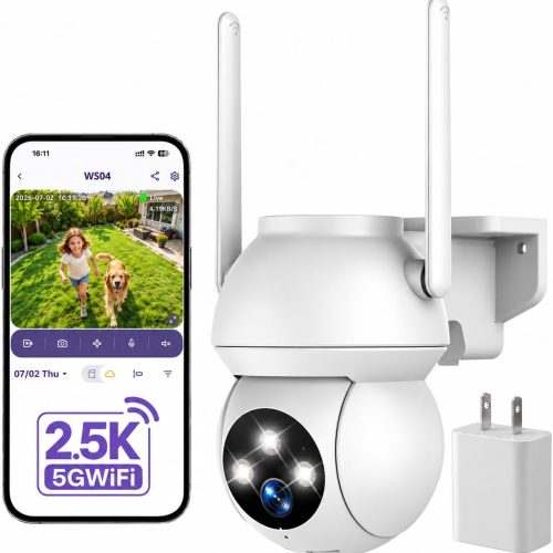 2.5K Outdoor Security Camera, Plug-In 5GHz WiFi Cam for Home Security