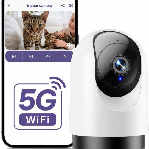 2K Indoor Camera, 5G Wi-Fi Baby Monitor Pet Camera w/Motion Tracking